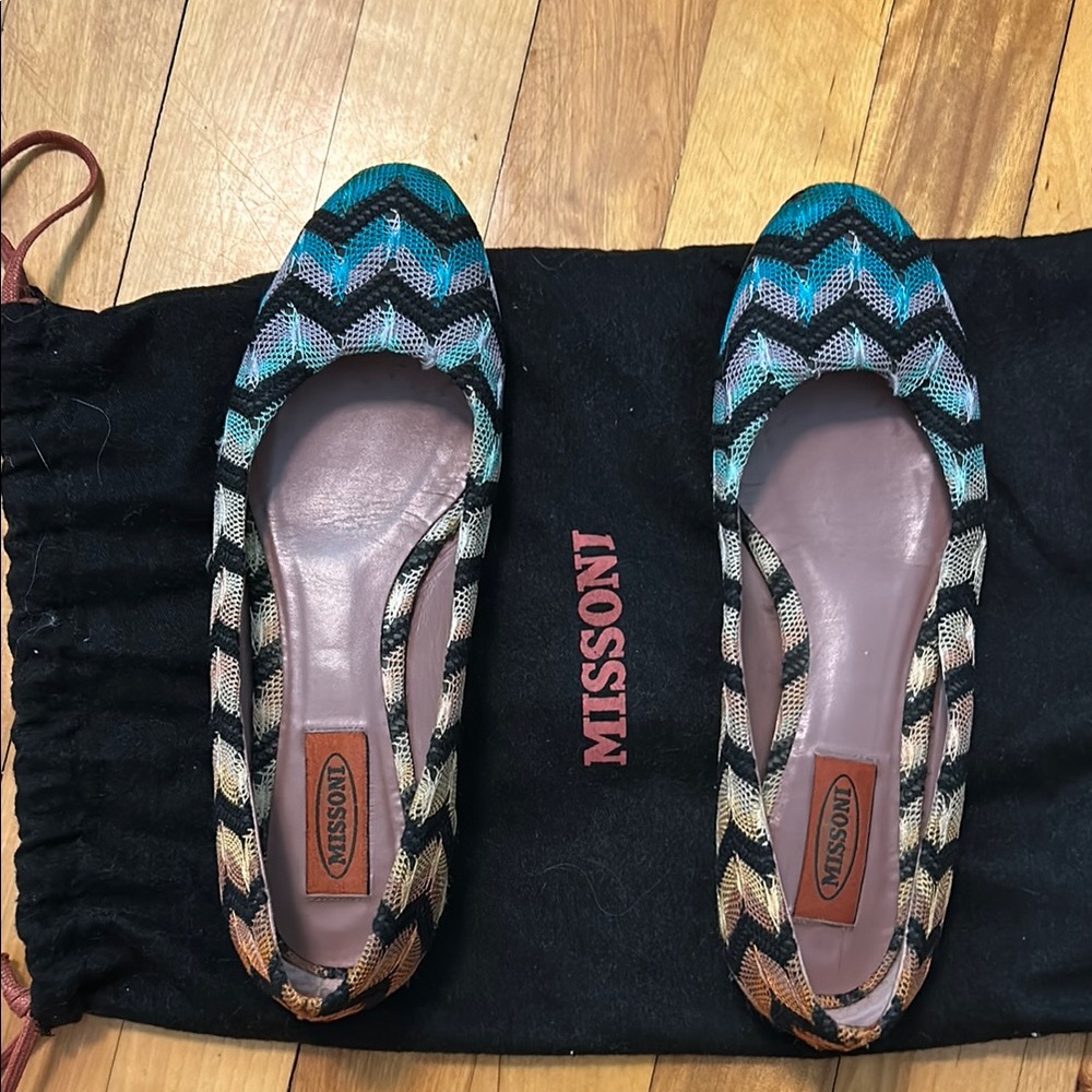 Missoni Blue and Black Chevron Flats